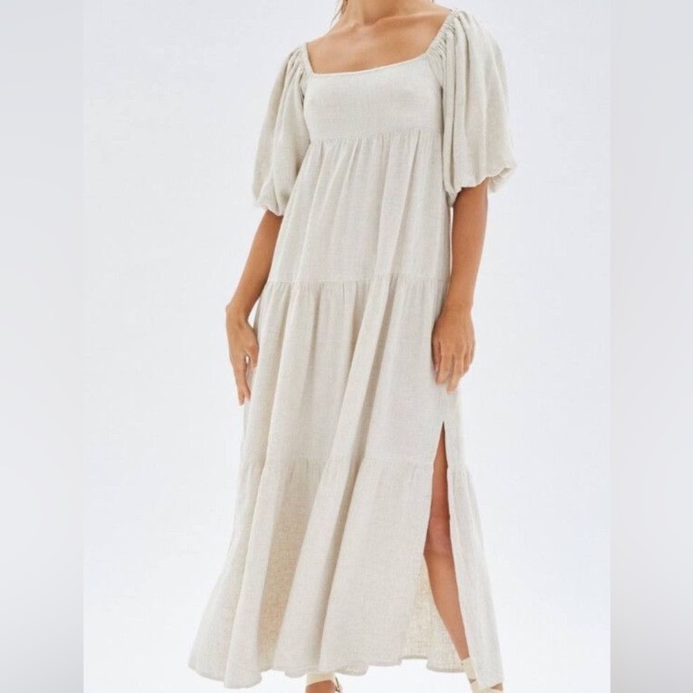 MINKPINK Northern Midi Dress in Linen